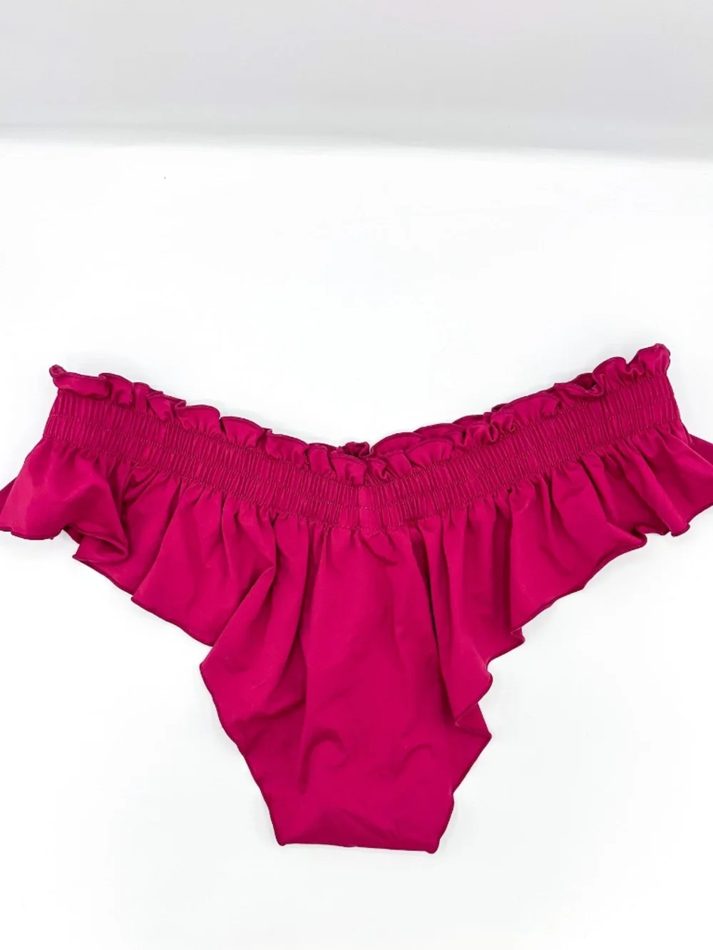 Frankies Bikinis Maroon Pippa Ruffle Bikini Bottom